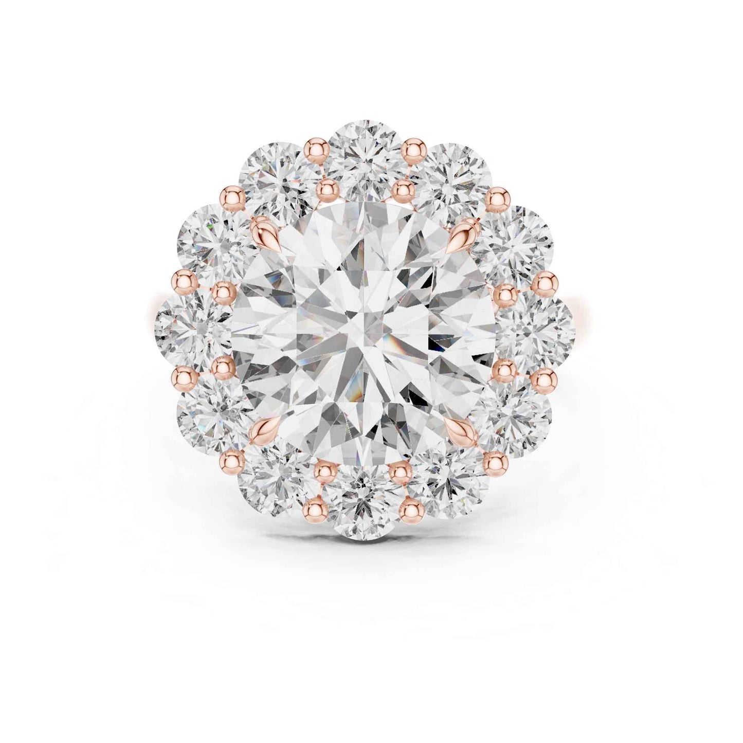 5 Carat Round Brilliant Diamond Halo Engagement Ring with Pavé