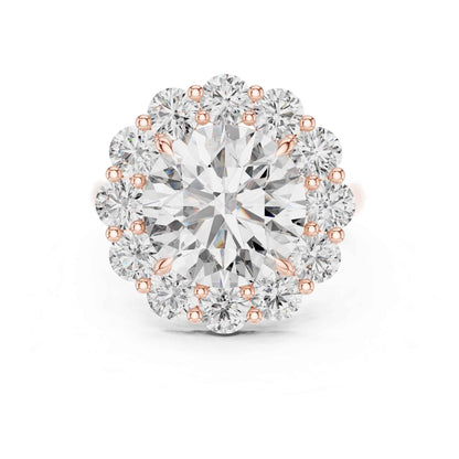 5 Carat Round Brilliant Diamond Halo Engagement Ring with Pavé