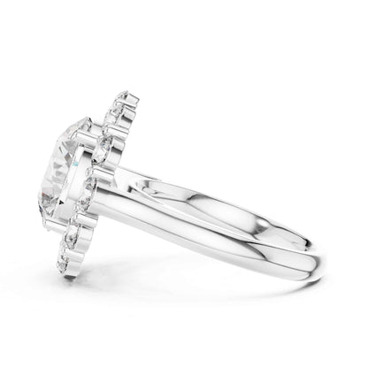 5 Carat Round Brilliant Diamond Halo Engagement Ring with Pavé