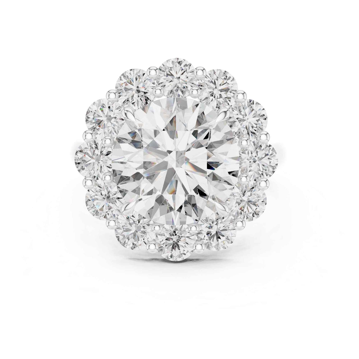 5 Carat Round Brilliant Diamond Halo Engagement Ring with Pavé