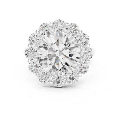 5 Carat Round Brilliant Diamond Halo Engagement Ring with Pavé