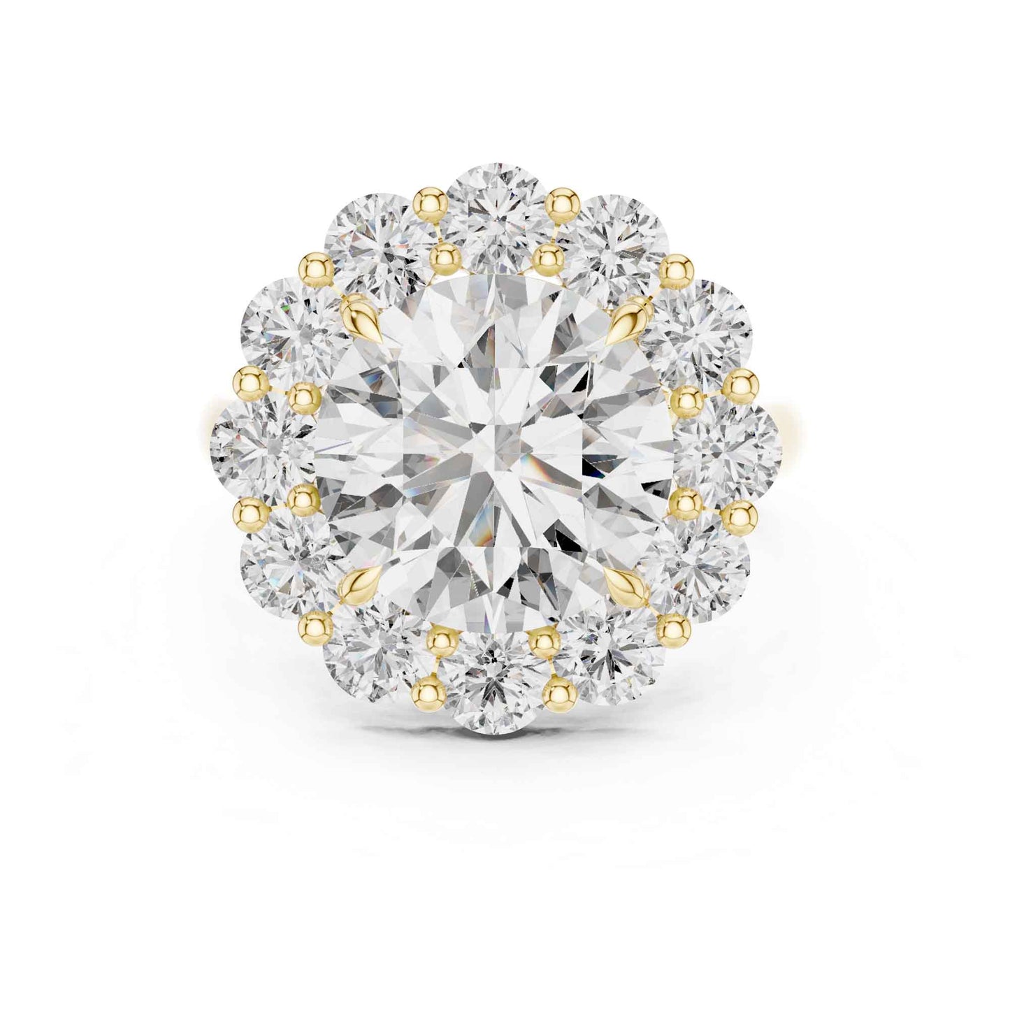 5 Carat Round Brilliant Diamond Halo Engagement Ring with Pavé