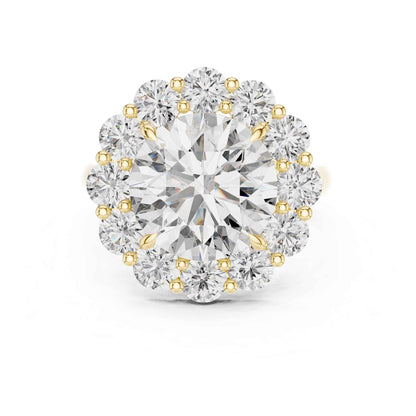 5 Carat Round Brilliant Diamond Halo Engagement Ring with Pavé
