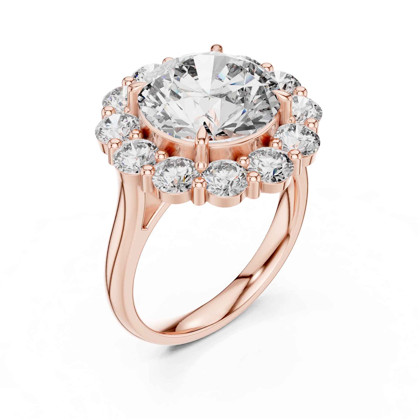 5 Carat Round Brilliant Diamond Halo Engagement Ring with Pavé