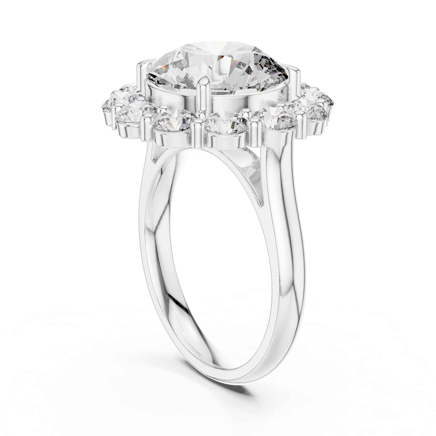 5 Carat Round Brilliant Diamond Halo Engagement Ring with Pavé
