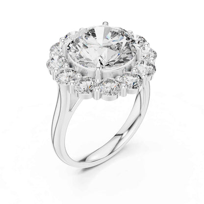 5 Carat Round Brilliant Diamond Halo Engagement Ring with Pavé