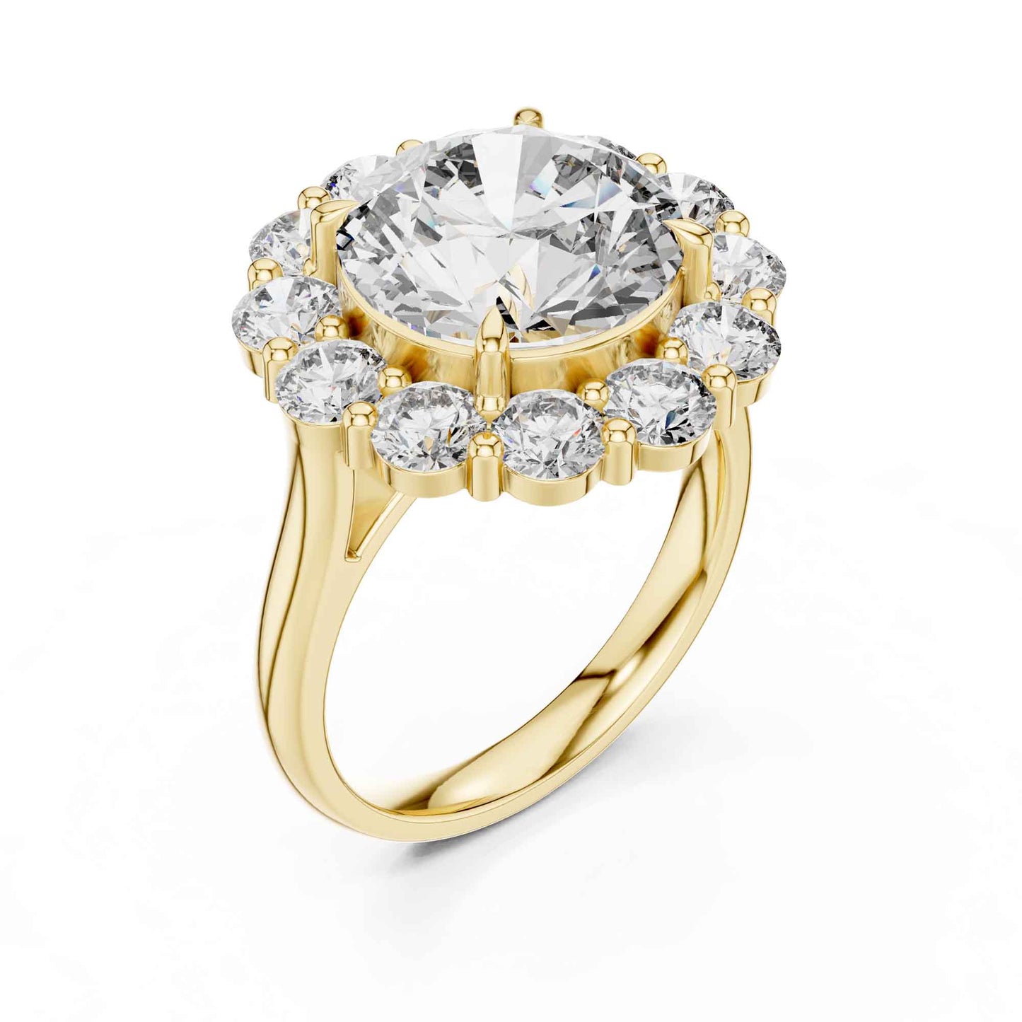 5 Carat Round Brilliant Diamond Halo Engagement Ring with Pavé