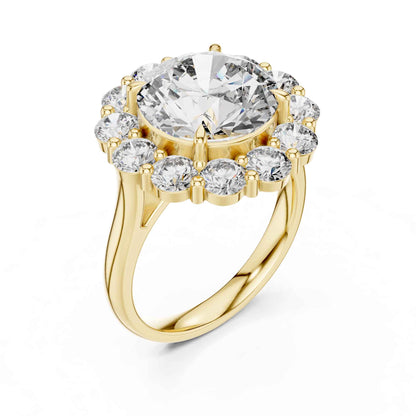 5 Carat Round Brilliant Diamond Halo Engagement Ring with Pavé