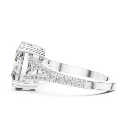 5 Carat Cushion Cut Diamond Engagement Ring with Split Shank Pavé Band