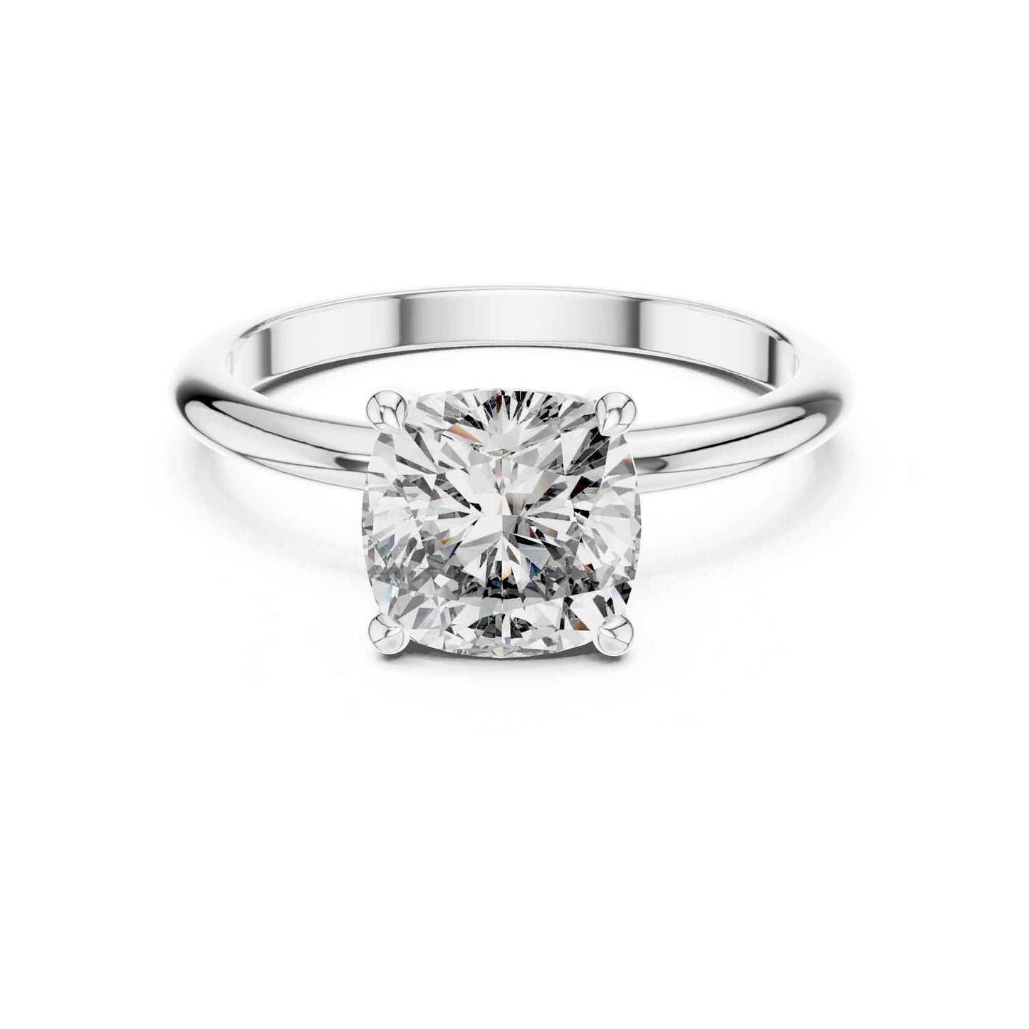2 Carat Classic Cushion Cut Solitaire Diamond Engagement Ring