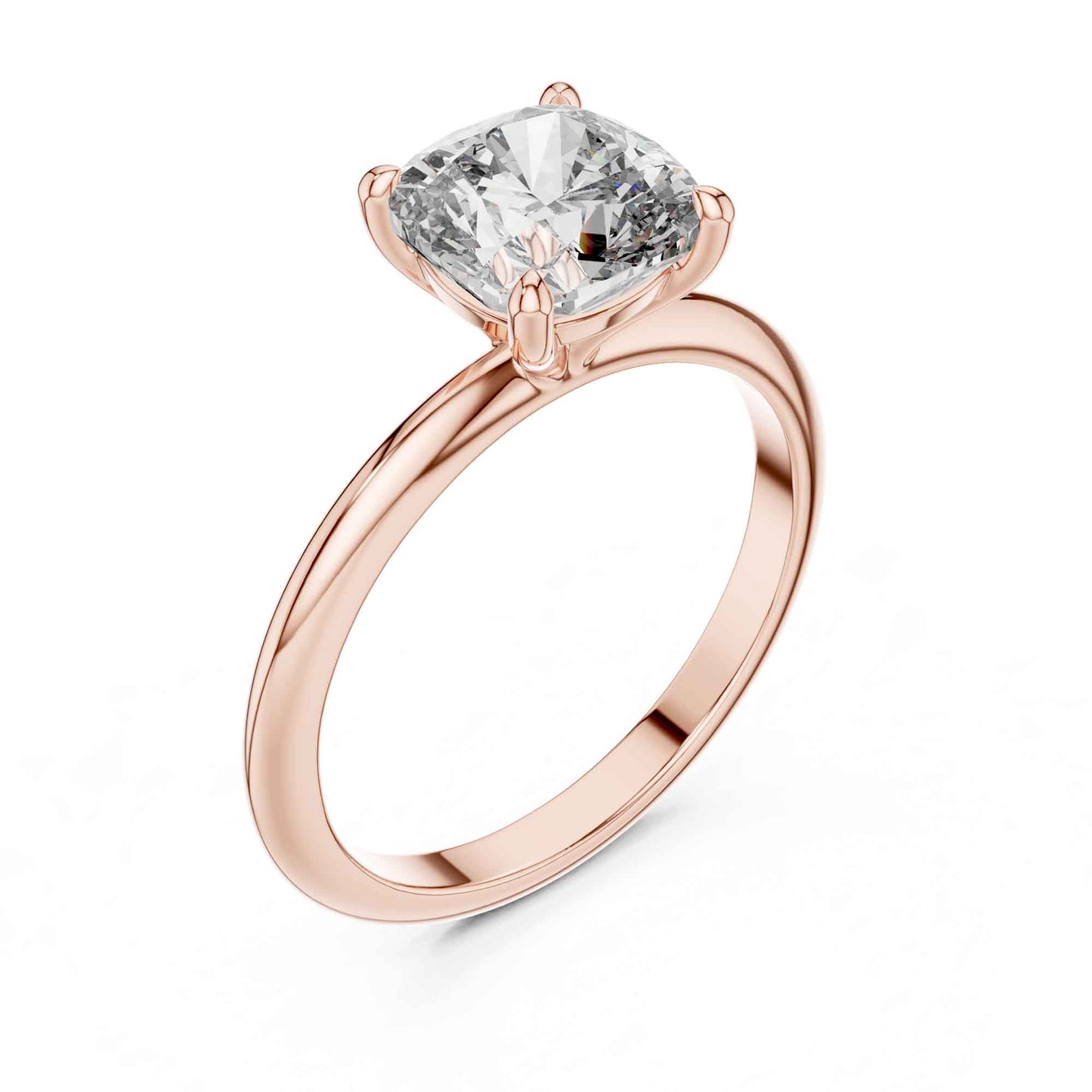 2 Carat Classic Cushion Cut Solitaire Diamond Engagement Ring