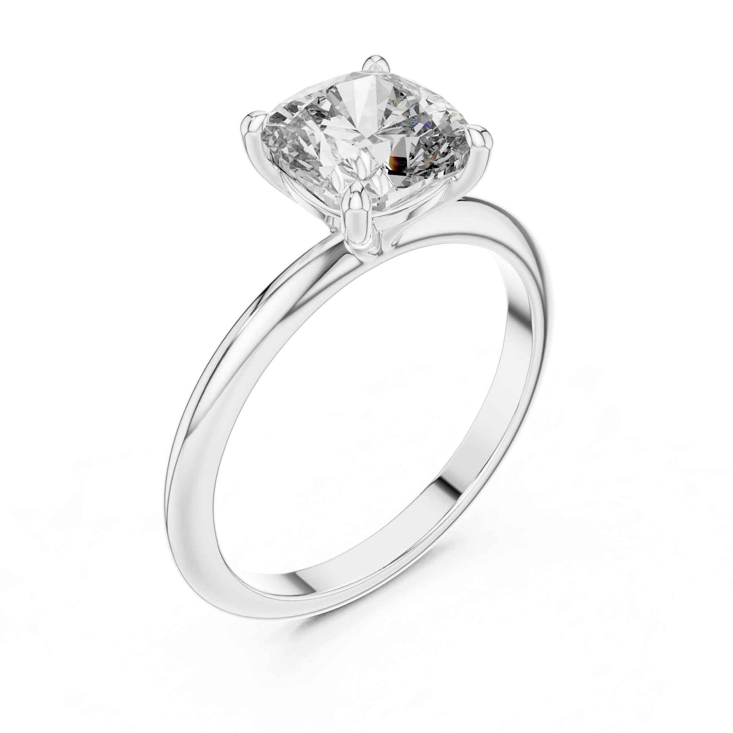 2 Carat Classic Cushion Cut Solitaire Diamond Engagement Ring