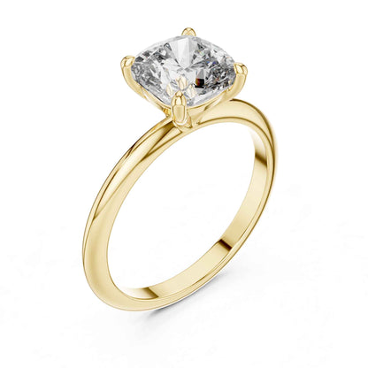 2 Carat Classic Cushion Cut Solitaire Diamond Engagement Ring