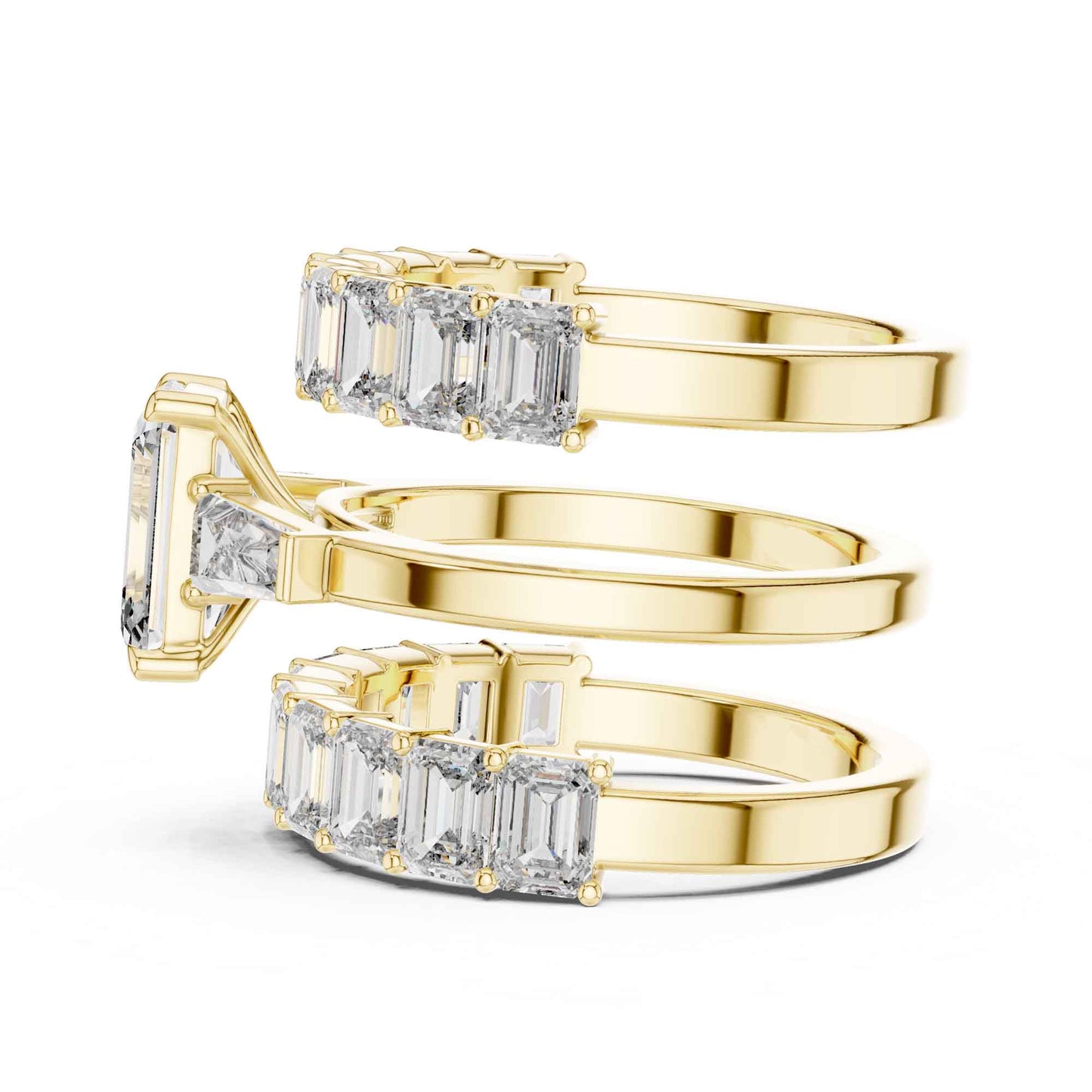 2 Carat Emerald-Cut Diamond Bridal Set with Matching Eternity Bands