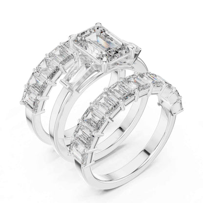 2 Carat Emerald-Cut Diamond Bridal Set with Matching Eternity Bands