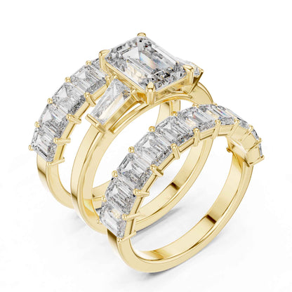 2 Carat Emerald-Cut Diamond Bridal Set with Matching Eternity Bands