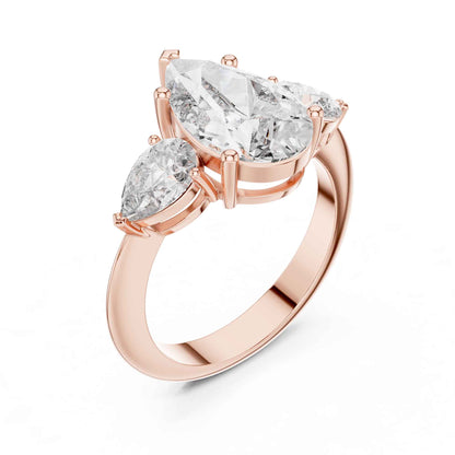 2 Carat Pear-Cut Three-Stone Diamond Engagement Ring