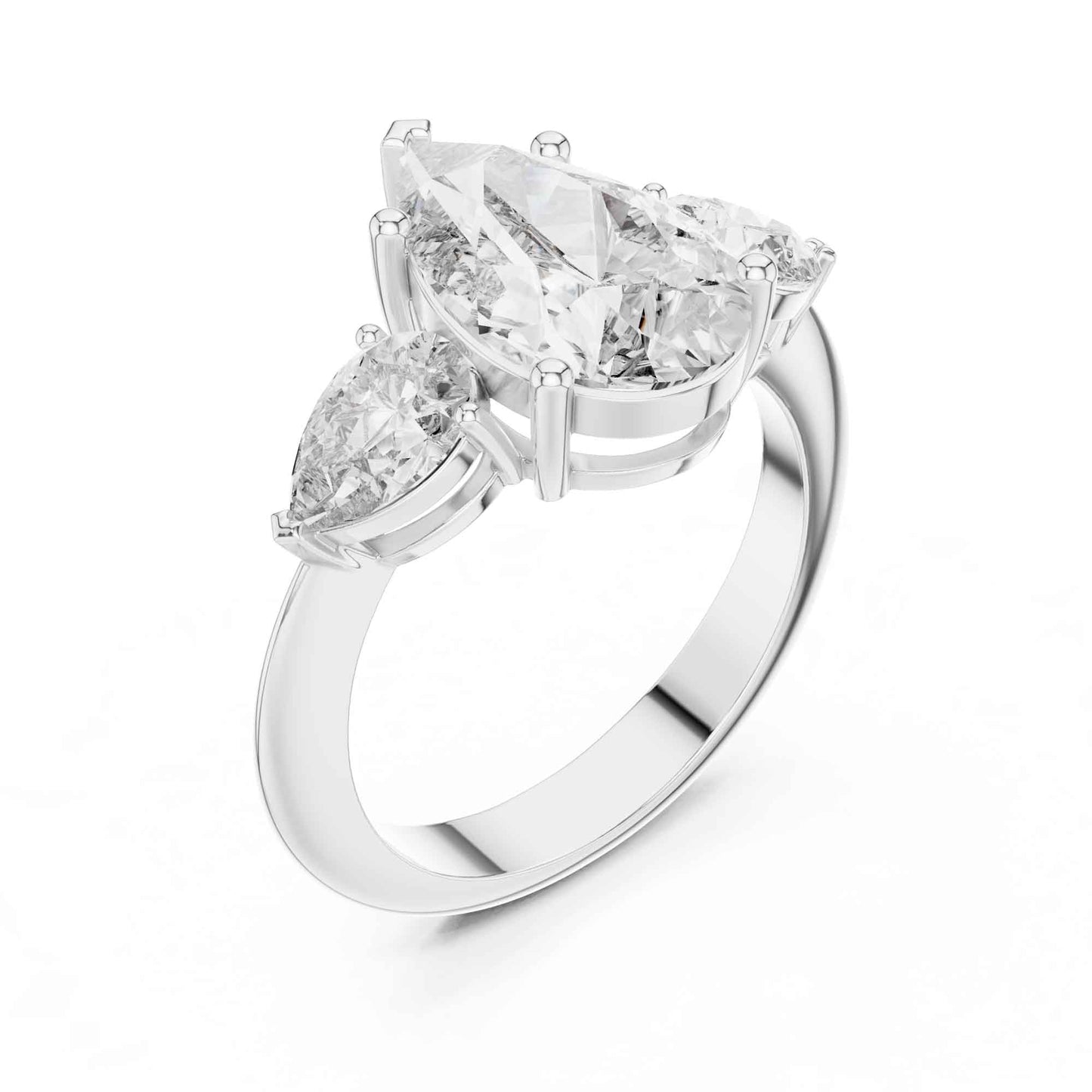 2 Carat Pear-Cut Three-Stone Diamond Engagement Ring