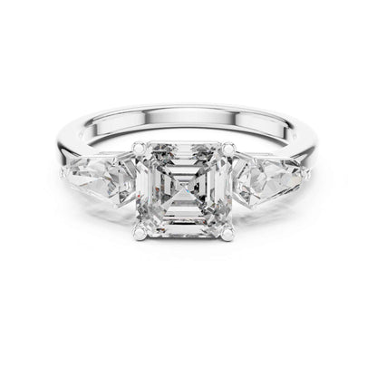 1 Carat Asscher-Cut Three-Stone Diamond Engagement Ring
