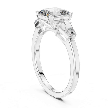 1 Carat Asscher-Cut Three-Stone Diamond Engagement Ring