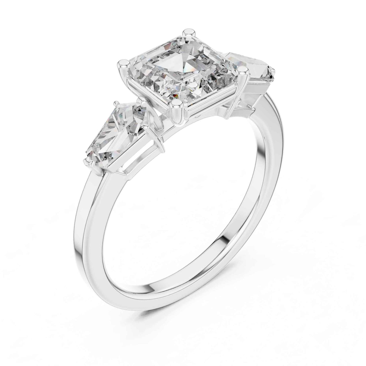 1 Carat Asscher-Cut Three-Stone Diamond Engagement Ring