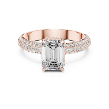 2 Carat Luxury Emerald-Cut Diamond Engagement Ring with Pavé-Set Band