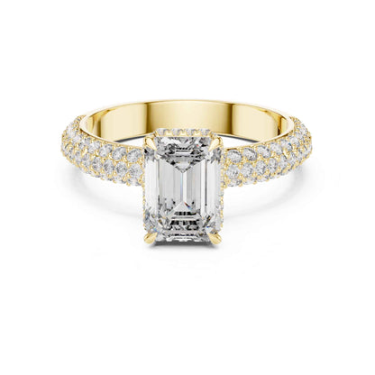 2 Carat Luxury Emerald-Cut Diamond Engagement Ring with Pavé-Set Band