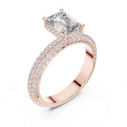 2 Carat Luxury Emerald-Cut Diamond Engagement Ring with Pavé-Set Band