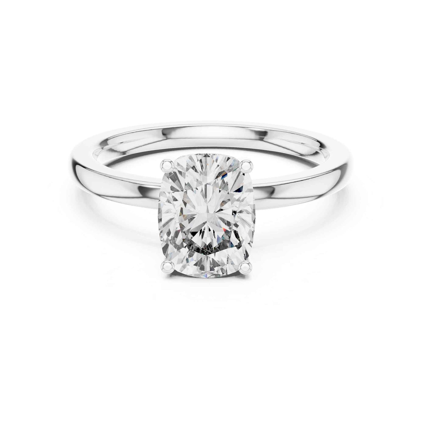 2 Carat Cushion Cut Lab Grown Diamond Solitaire Engagement Ring