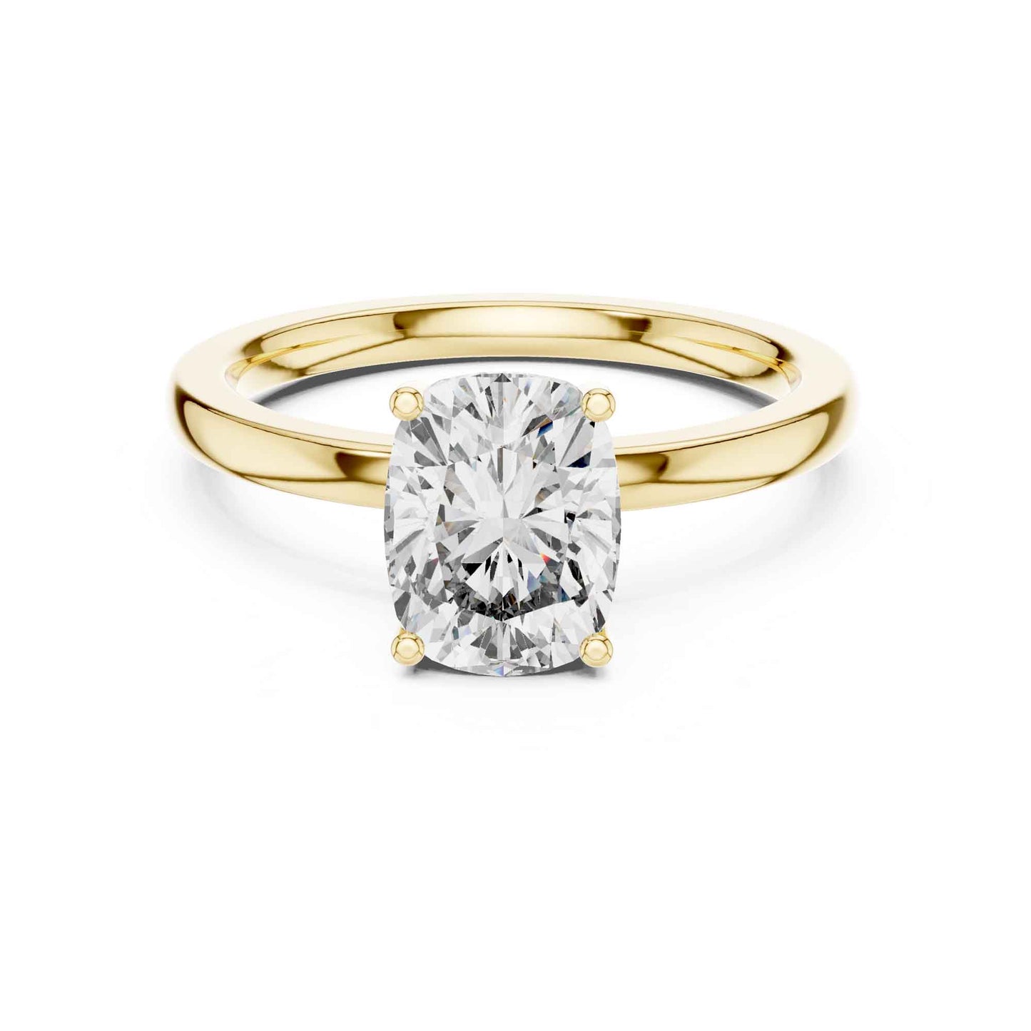 2 Carat Cushion Cut Lab Grown Diamond Solitaire Engagement Ring