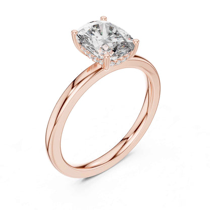 2 Carat Cushion Cut Lab Grown Diamond Solitaire Engagement Ring