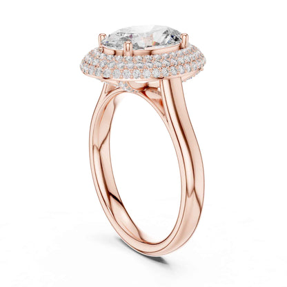 2 Carat Oval Cut Lab Grown Diamond Halo Engagement Ring