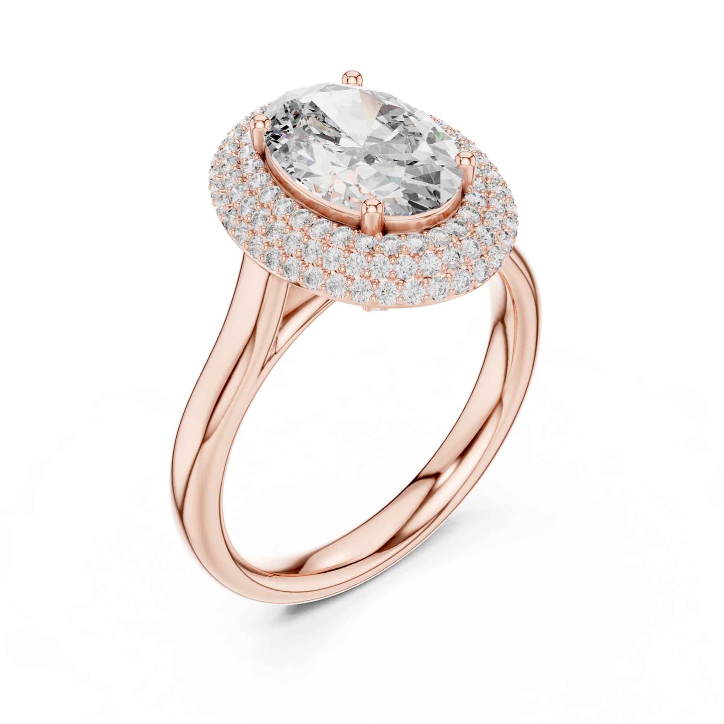 2 Carat Oval Cut Lab Grown Diamond Halo Engagement Ring