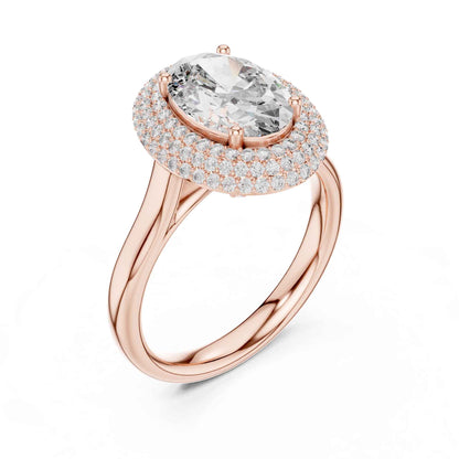 2 Carat Oval Cut Lab Grown Diamond Halo Engagement Ring