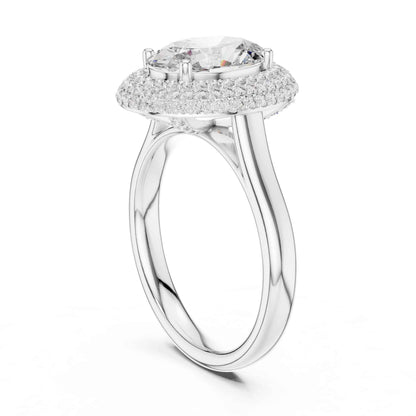 2 Carat Oval Cut Lab Grown Diamond Halo Engagement Ring