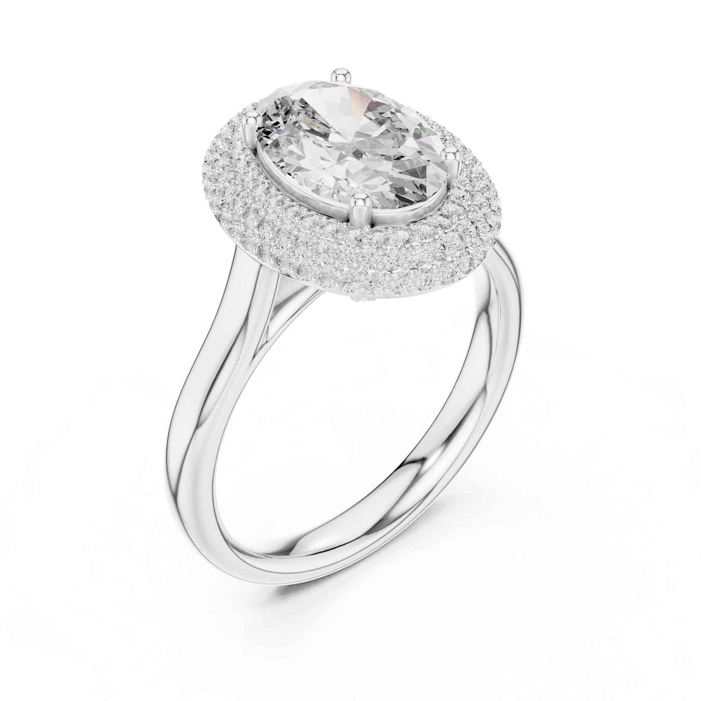 2 Carat Oval Cut Lab Grown Diamond Halo Engagement Ring