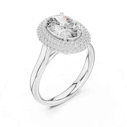 2 Carat Oval Cut Lab Grown Diamond Halo Engagement Ring