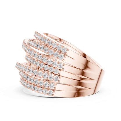 Multi-Row Pavé Lab Grown Diamond Criss Cross Wide Band Ring