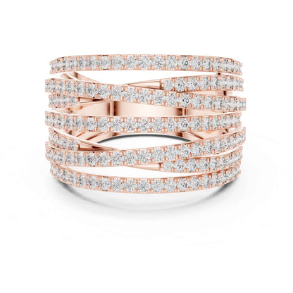 Multi-Row Pavé Lab Grown Diamond Criss Cross Wide Band Ring