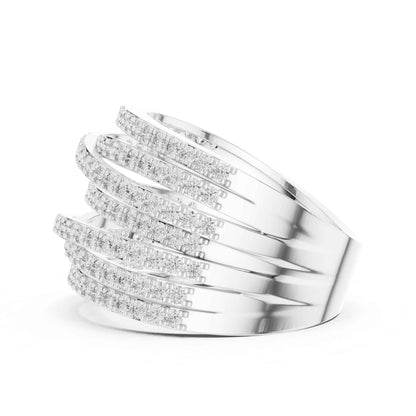 Multi-Row Pavé Lab Grown Diamond Criss Cross Wide Band Ring