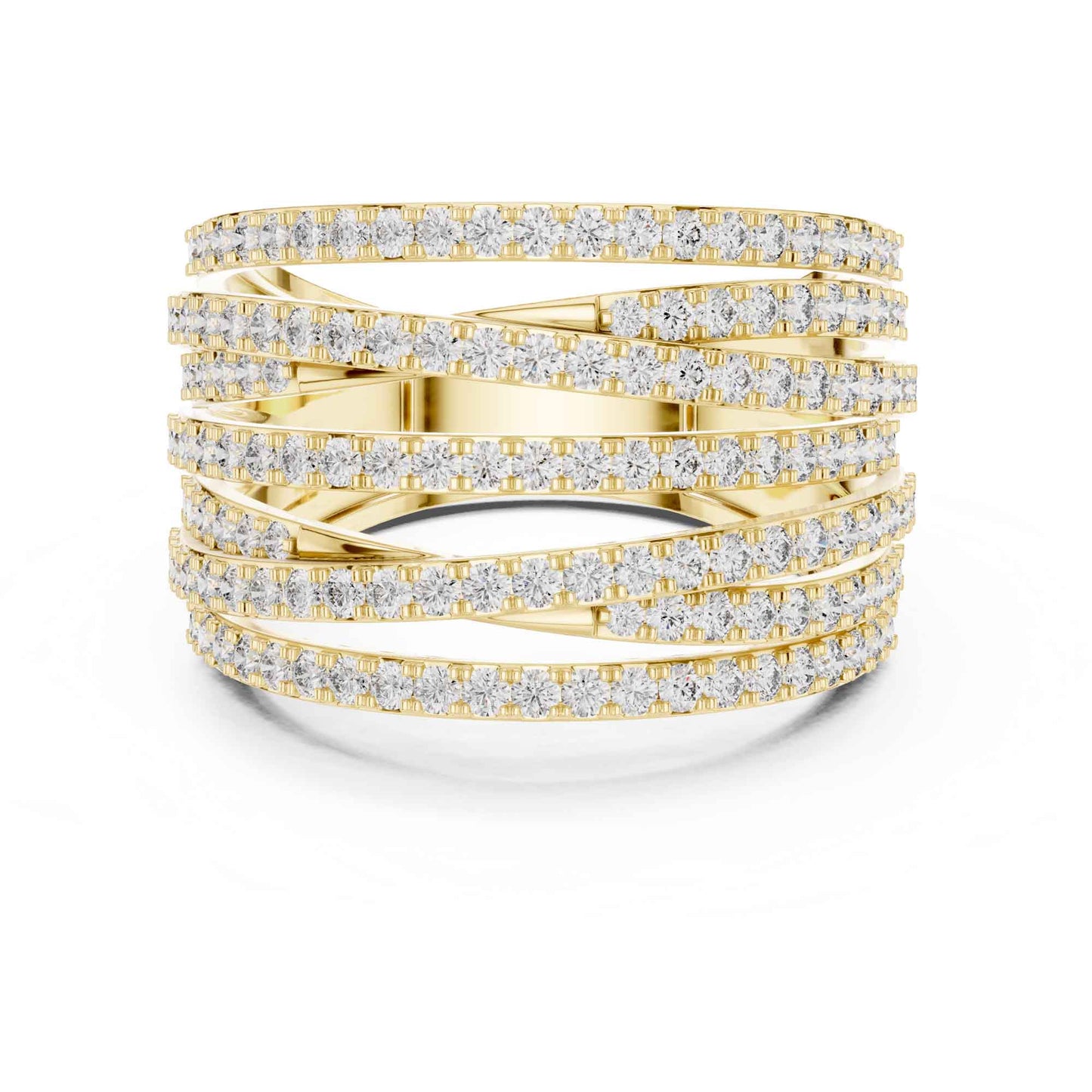 Multi-Row Pavé Lab Grown Diamond Criss Cross Wide Band Ring