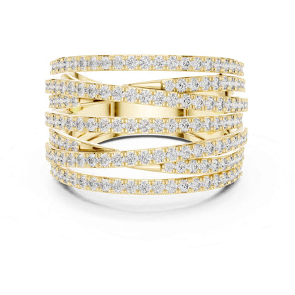 Multi-Row Pavé Lab Grown Diamond Criss Cross Wide Band Ring
