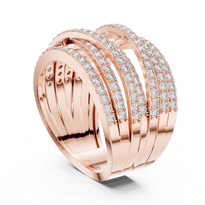 Multi-Row Pavé Lab Grown Diamond Criss Cross Wide Band Ring