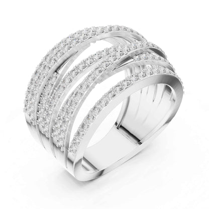 Multi-Row Pavé Lab Grown Diamond Criss Cross Wide Band Ring
