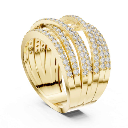 Multi-Row Pavé Lab Grown Diamond Criss Cross Wide Band Ring