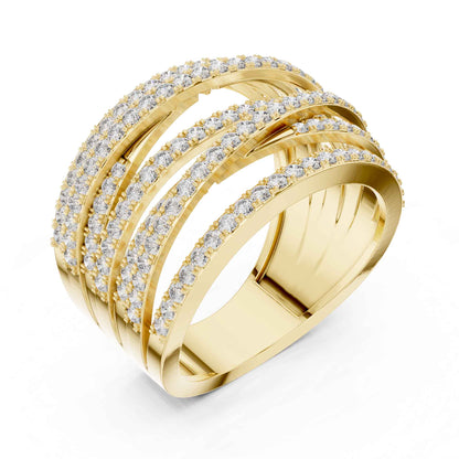 Multi-Row Pavé Lab Grown Diamond Criss Cross Wide Band Ring