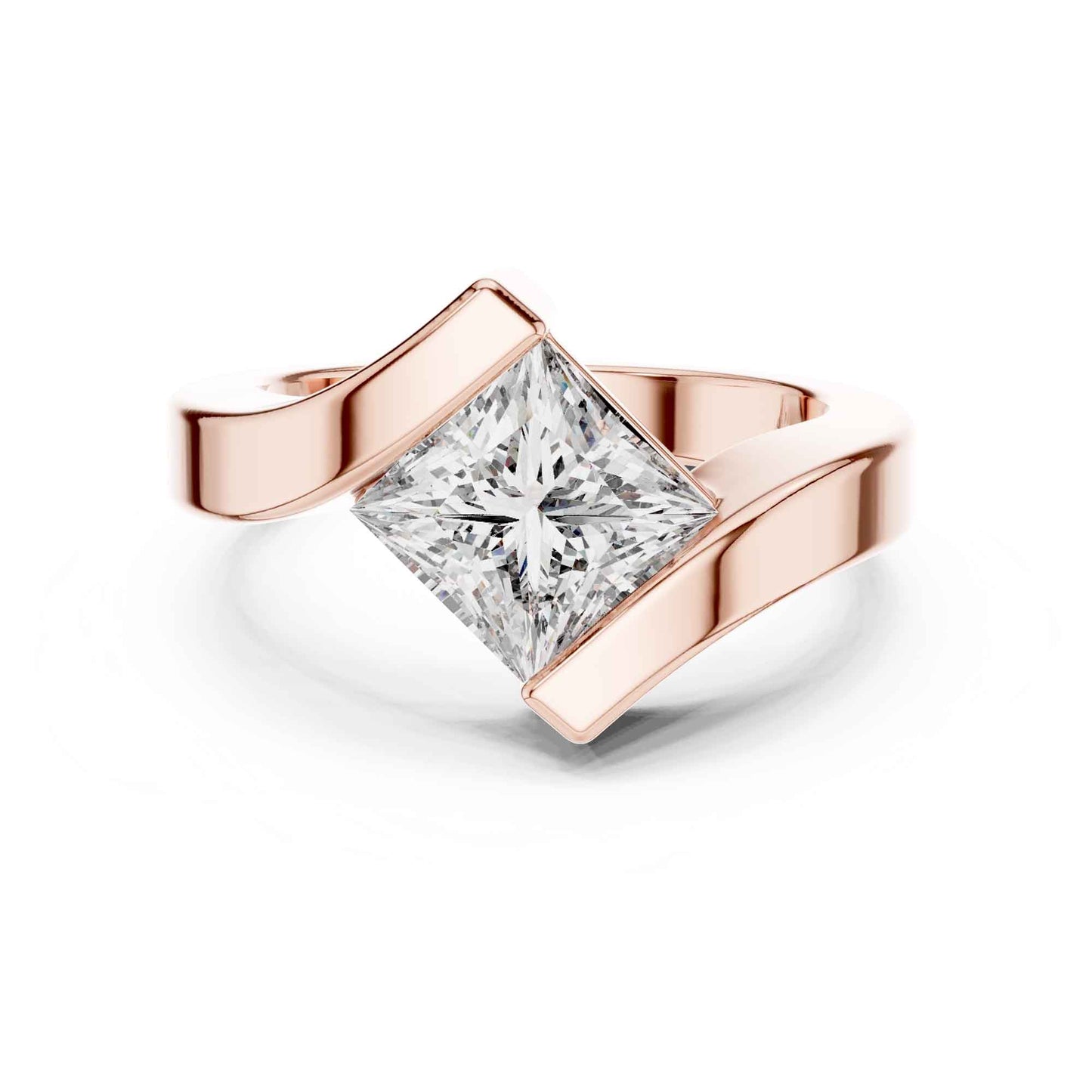 2 Carat Princess Cut Diamond Wrap Solitaire Ring