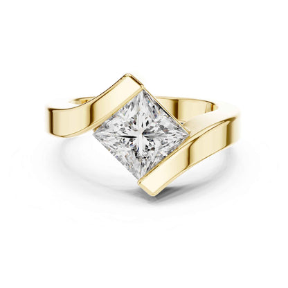 2 Carat Princess Cut Diamond Wrap Solitaire Ring