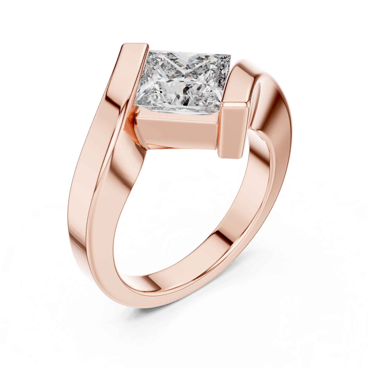 2 Carat Princess Cut Diamond Wrap Solitaire Ring