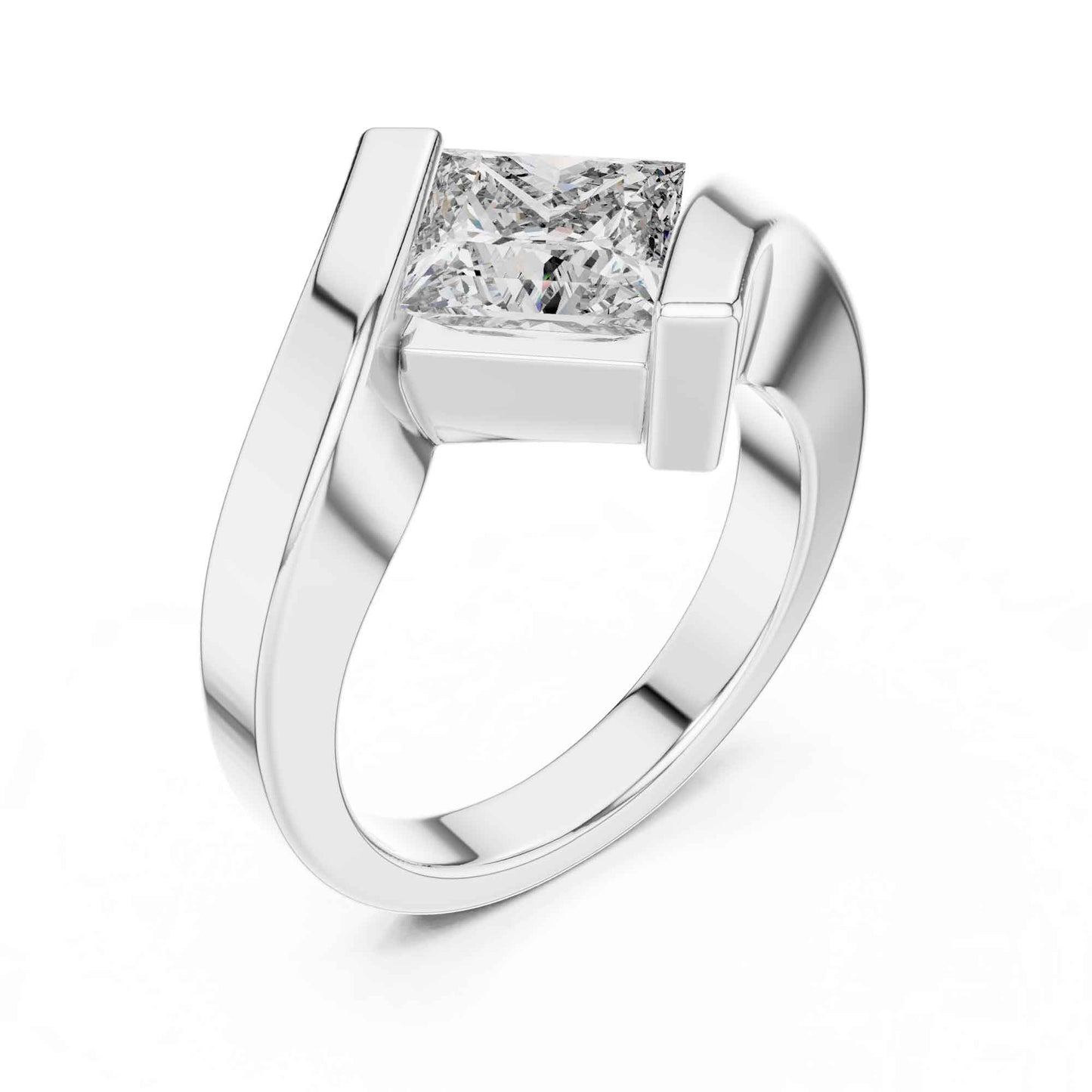 2 Carat Princess Cut Diamond Wrap Solitaire Ring